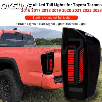 Par de luces traseras LED completas para Toyota Tacoma 2016 17 18-2023 con animación inicial Foto 1 de 4