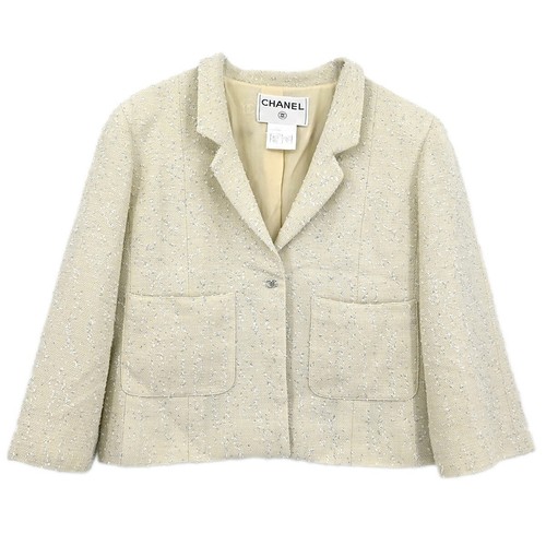 Chanel Single Breasted Jacket White 99P #38 185927