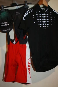 Craft Large Red white cycling bib Black Full zip Jersey Bora Specialized Cap LOT - Picture 1 of 12