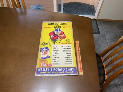 "Letrero de fútbol americano Moses Lake Washington original de 1950 calendario cartón 11"" X 22""" Foto 1 de 4