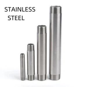 1/2" 3/4" 1"  Stainless Steel 304 Barrel Nipples Screwed Pipe BSP Threaded - Picture 1 of 22