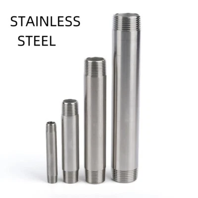 1/2" 3/4" 1"  Stainless Steel 304 Barrel Nipples Screwed Pipe BSP Threaded - Image 1 of 4