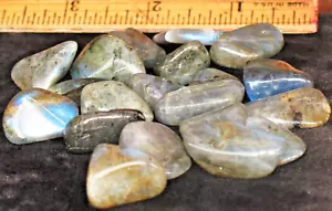 Labradorite spectrolite 2 Med/Lg Tumbled blue flame / multi color stones 3/4"-1" - Picture 1 of 9