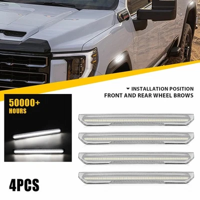 Luz indicadora branca lateral LED F&R para 2500HD 2020-2023 GMC Sierra 4 peças 3500HD - Imagem 1 de 4