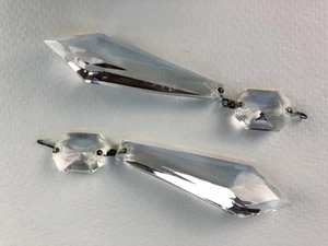 Set of 2 Waterford Hanging Chandelier 4" Crystal Prisms - Picture 1 of 4