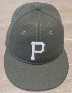 NEW Pittsburgh Pirates New Era Hat Olive Wool Retro Crown 59FIFTY Fitted 7 1/8 - Picture 1 of 10
