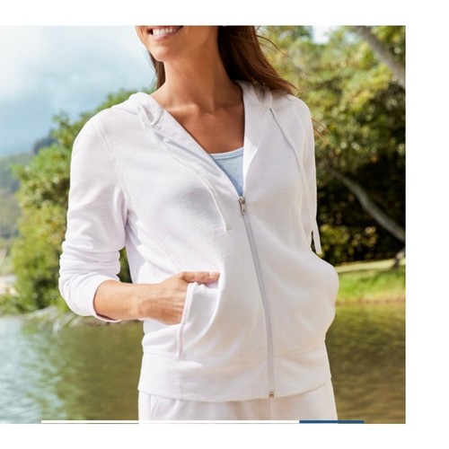 OFF WHITE Tommy Bahama Felpa con Cappuccio Donna Tobago Bay Full Zip Crema Large