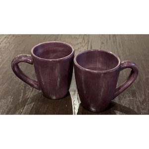 Espana Tabletops Handpainted Coffee Mug Mugs Cup Purple Set Of 2 Boho - Picture 1 of 5