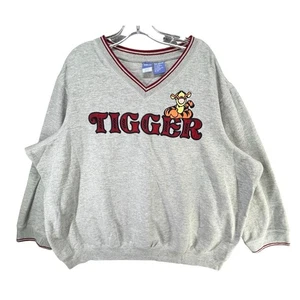 Vintage Disney Tigger Sweatshirt Women 3X Gray Pooh Spell Out Boxy Y2K Disneyana - Picture 1 of 11