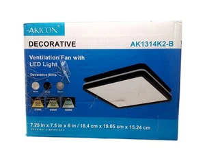 Akicon AK1314K2-B Bathroom Exhaust Fan+Light Dimmable 3CCT LED+Night Light NEW - Picture 1 of 5