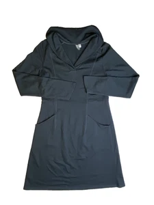 Ibex Zque Merino Wool Black Sweater Long Cardigan Pullover Tie Size M Made USA - Picture 1 of 8