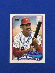 1989 Topps #575 Juan Samuel Phillies Signed Auto autograph - Picture 1 of 3