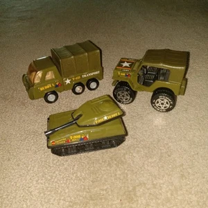 Vintage Konvolut Buddy L Spielzeug Militär Armee Fahrzeuge Jeep Panzer Truppentransport - Bild 1 von 9