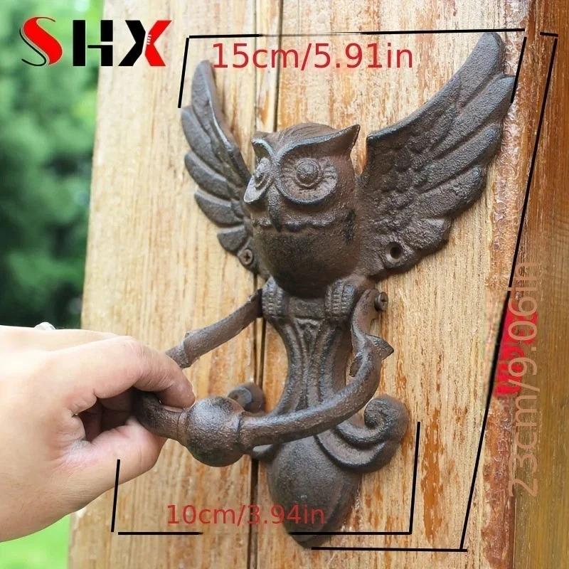 Vintage Door Knocker Cast Iron OWL Decorative Doorknocker Wrought Iron Door Hand - image 1 of 4