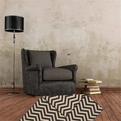 Riverbay Furniture Transitional Reversible Chevron Wool 2'6"x4'6" Rug in Brown - Image 1 of 4