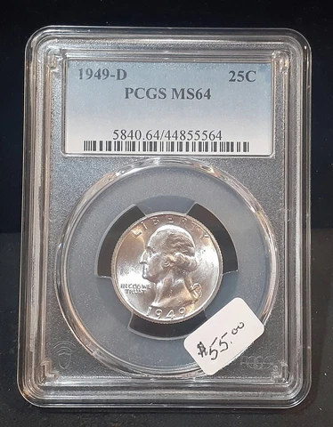 1949-D WASHINGTON SILVER QUARTER - PCGS MS64  - 5564 Cover