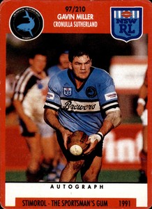 #97 - GAVIN MILLER CRONULLA SHARKS 1991 Stimorol Rugby League -   NRL