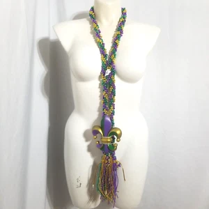 Mardi Gras Carnival Bead 29" Fleur De Lis Necklace Boa New Orleans Parade Throw - Picture 1 of 6