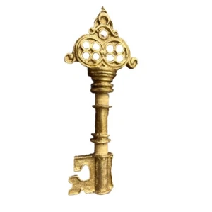 Llave de resina de color dorado adorno navideño 9 pulgadas de largo ornamentado - Imagen 1 de 5
