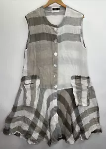 Vestido midi para mujer Ralston mezcla de lino sin mangas a cuadros Lagenlook talla pequeña - Imagen 1 de 8