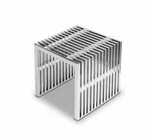 Edelstahl Hocker Sitzhocker Cube Minimalist mit Acrylglas Distanz Würfeln 15 kg - Bild 1 von 3