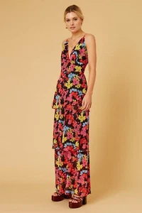 NWT FINDERS KEEPERS MATILDA FLORAL CUT OUT BACK PLUNGE TIERED MAXI DRESS XS $230 - Picture 1 of 12