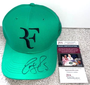 ROGER FEDERER SIGNED NIKE GREEN RF HAT WIMBLEDON US OPEN LAVER CUP 2022 JSA - Picture 1 of 2