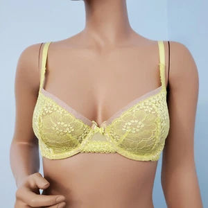Nuevo con etiquetas Sujetador Victorias Secret Demi Busto Sin Forrar Malla Floral Encaje Amarillo - Imagen 1 de 12