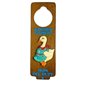Vintage Wood Do Not Disturb Sign Door Knob "Kitchen Closed" Hanger Duck - Picture 1 of 7