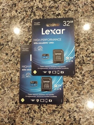 (2) Lexar High-Performance 633x 32GB MicroSDHC UHS I Memory Card  SD Adapter  - Image 1 of 2