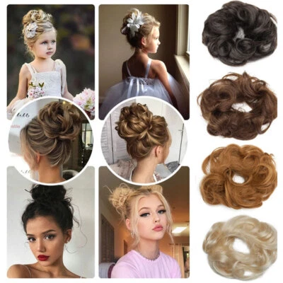 ELAILITE Messy Bun 100% Real Human Hair Piece Scrunchie Updo Wrap Remy Hair Extensions GB