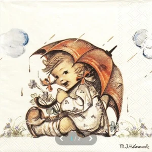 "New" 3 Paper Napkins for Decoupage/Scrapbooking/Craft-Umbrella Girl - Picture 1 of 2