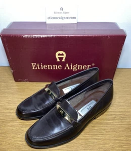 Etienne Aigner Vintage Glaston Damen-Halbschuhe aus schokoladenfarbenem Leder Größe 6N "Neu mit Karton" - Bild 1 von 8