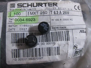 10X 0034.6923 Fusibles con cables (agujero pasante) MXT 250 6.3A T 4.3 - Imagen 1 de 2