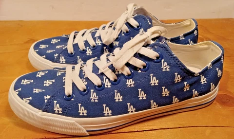 Row One MLB Los Angeles Dodgers All Over Logo Lace Up Shoes Men's 7 Women's 8.5 Cover