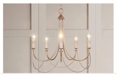 LNC 5-Light Plating Brass Candlestick Dining Room Chandelier white gold A04130 - Image 1 of 2