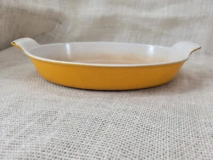 Vintage Le Creuset France #24 Enamel Cast Iron Mustard Yellow Oval Baking Dish - Picture 1 of 9