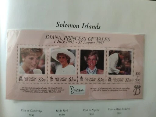 1998 Princess Diana Memorial Stamp Sheet MNH Solomon Islands SG MS908 — 第 1/1 张图片