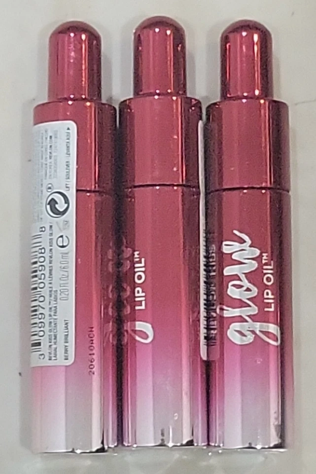 [LOT OF 3]Revlon Kiss Glow Lip Oil 0.20 fl oz EACH #003 BERRY BRILLIANT. - Image 1 of 1