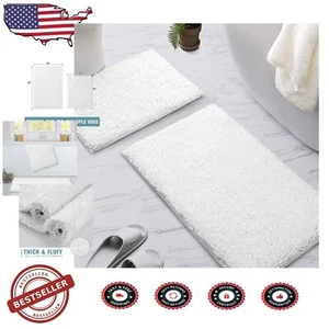 Lussuoso set tappeto bagno shag morbido - antiscivolo e lavabile in lavatrice (36" x 24") - Foto 1 di 10