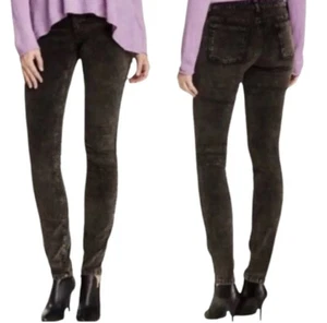 Eileen Fisher Velveteen Skinny Jeans Sz 10 Black/Gray Distressed Mineral Washed - Picture 1 of 12
