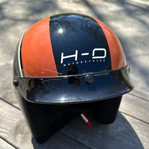 Harley Davidson Retro Stripe 3/4 Helmet OEM Med Black Orange 98-2000 Rare - Bild 1 von 19