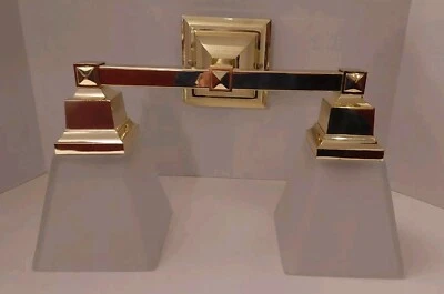 Livex Wall Sconce Polished Brass Square Frosted Glass Shades Not Tested - Image 1 of 4