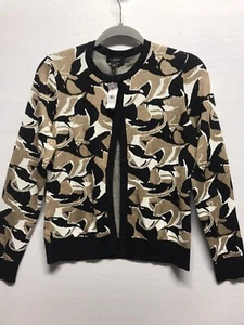 Ann Taylor Strickjacke mit großen Knöpfen Urlaub gold schwarz Schimmer dicker Strick NEU - Bild 1 von 10