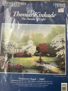 Candamar Designs Cross Stitch Thomas Kinkade *Hometown Chapel 50887 church New - Picture 1 of 10
