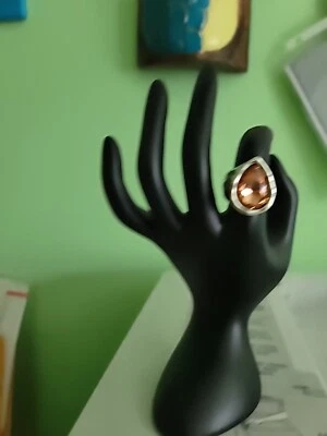 Sunburst orange tear drop crystal uno style ring size 6.5 - Image 1 of 4