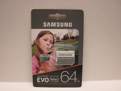 Samsung 64GB Micro EVO select U2 SD card fo Galaxy S10 plus S10e S9 S8 note 9 J8 - Image 1 of 4