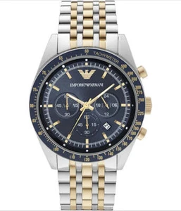 NEW Genuine EMPORIO ARMANI Chronograph Sport Two tone Blue Dial Men Watch AR6088 - Picture 1 of 3