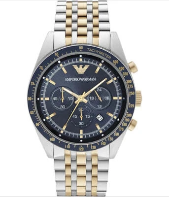 NEW Genuine EMPORIO ARMANI Chronograph Sport Two tone Blue Dial Men Watch AR6088 - Image 1 of 3