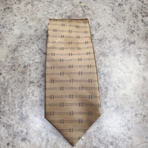 Kenneth Cole Neck Tie Mens Gold Geometric Silk Made In Italy 58”x 3 3/4 Cravatte - Picture 1 of 11